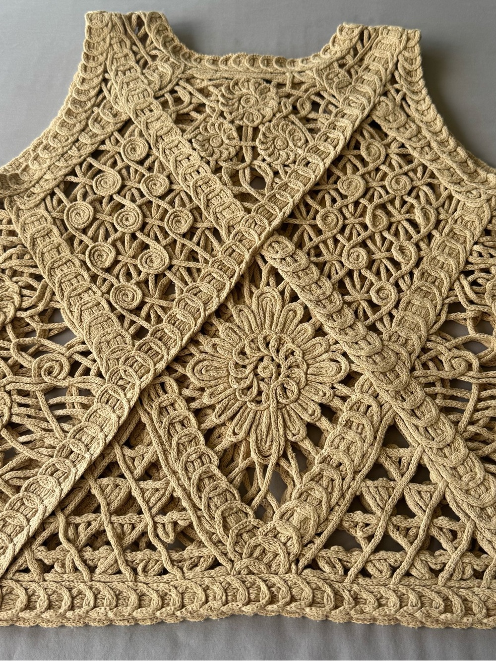 Cato Crochet Knit Tank Top in Beige - Picture 2 of 10